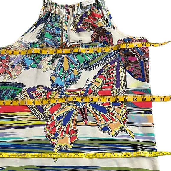 Amanda Uprichard Silk Chain Neck Halter Shift Dress Boho Butterflies Large - Picture 8 of 15